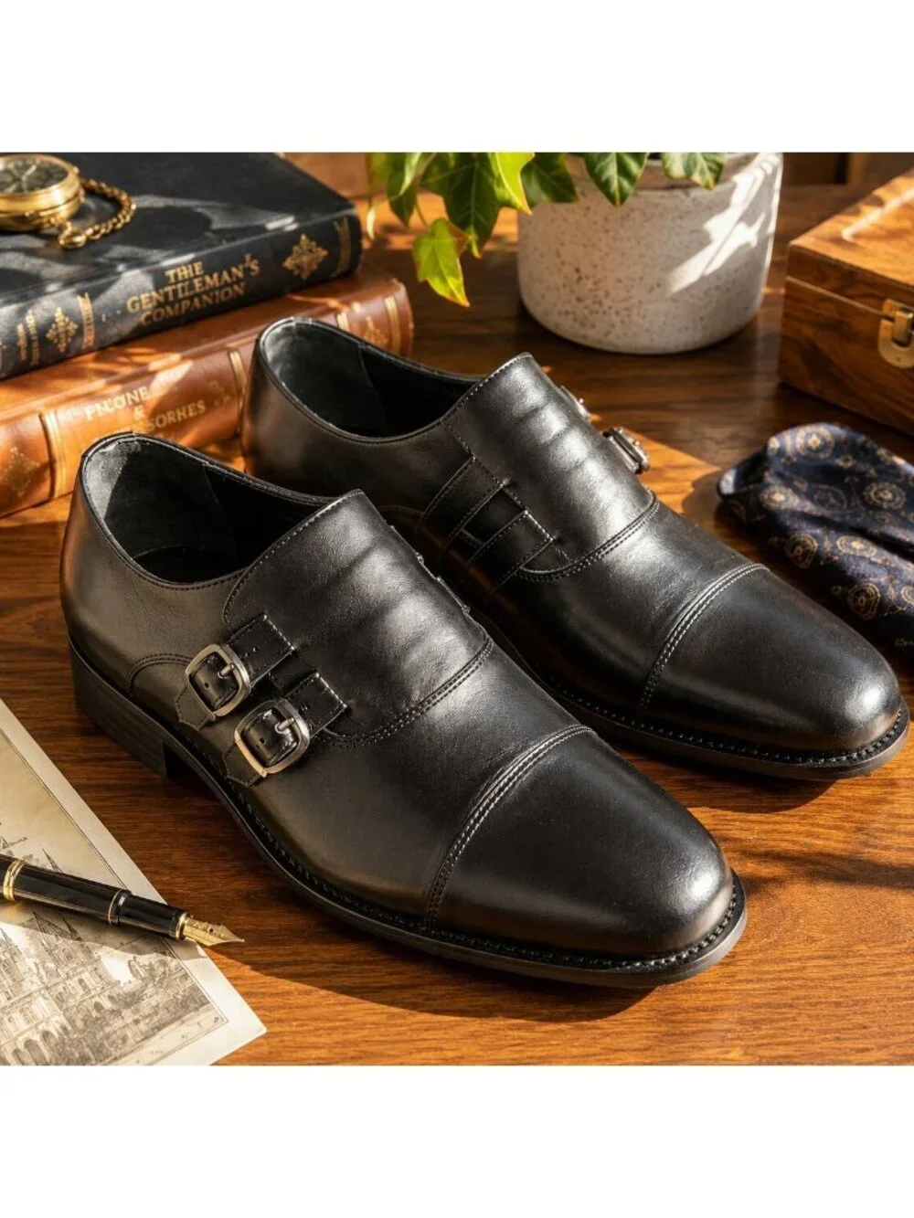 NWT Marchez Vous by Christophe Leather Mens Monk Strap Dress Shoes Size 9 Italy